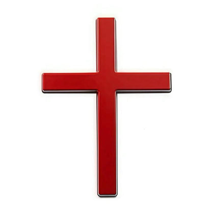 Christian Cross Sticker with Chrome Finish Universal Fit for Cars