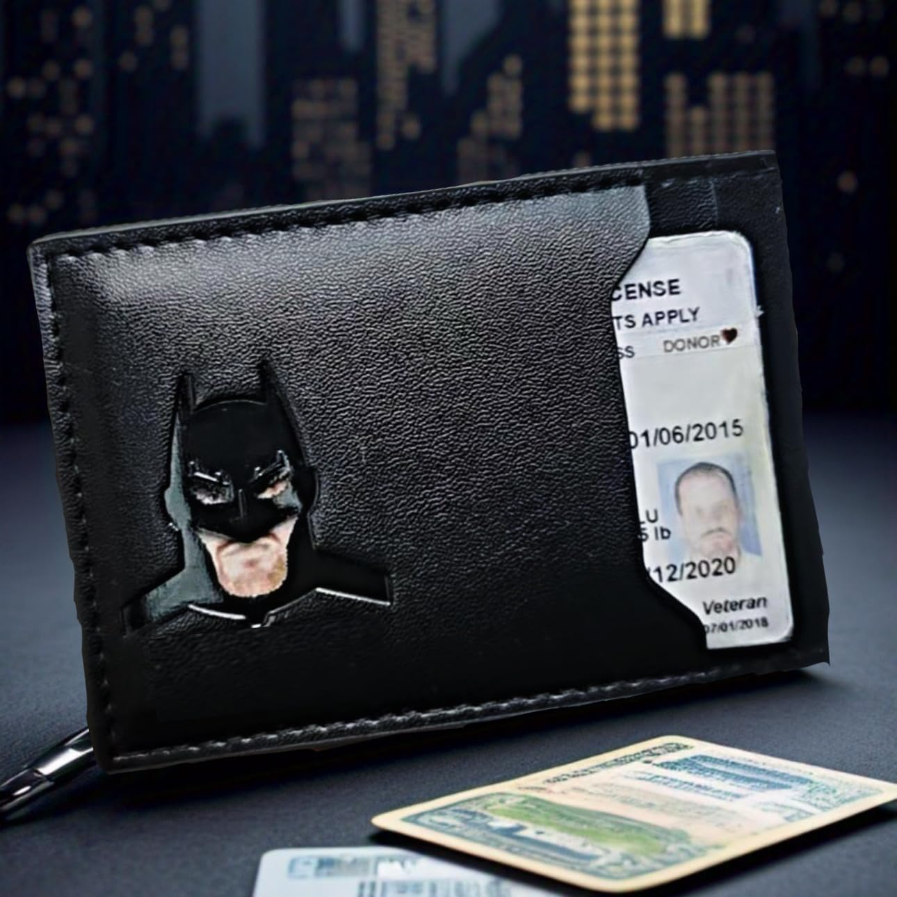 Leather Bat Wallet for Men - Stylish Superhero Design, Durable Bifold Wallet with Multiple Card Slots, Cash Compartment, and Iconic Logo - Gift for Father's Day, or Birthdays and Christmas (1PCS)