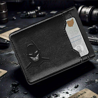 Leather Bat Wallet for Men - Stylish Superhero Design, Durable Bifold Wallet with Multiple Card Slots, Cash Compartment, and Iconic Logo - Gift for Father's Day, or Birthdays and Christmas (1PCS)
