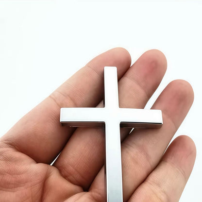 Christian Cross Sticker with Chrome Finish Universal Fit for Cars