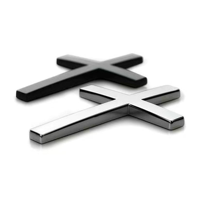 Christian Cross Sticker with Chrome Finish Universal Fit for Cars