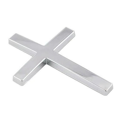 Christian Cross Sticker with Chrome Finish Universal Fit for Cars