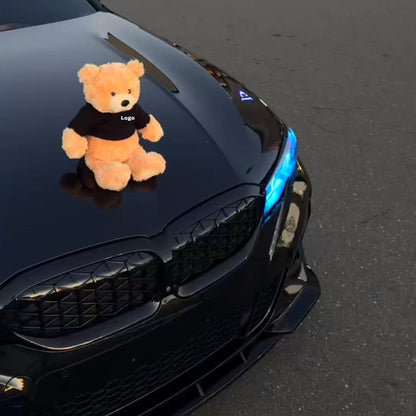 Cute Teddy Bear with Car Emblem – Soft Plush Stuffed Animal